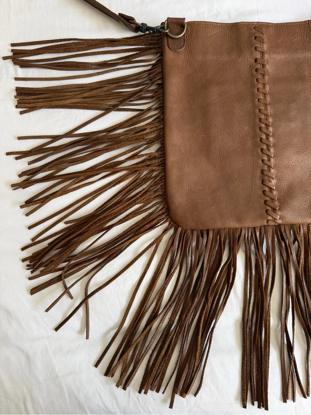 Mcfadin Brown Leather Fringe Western Boho Crossbody Bag Handmade Texas